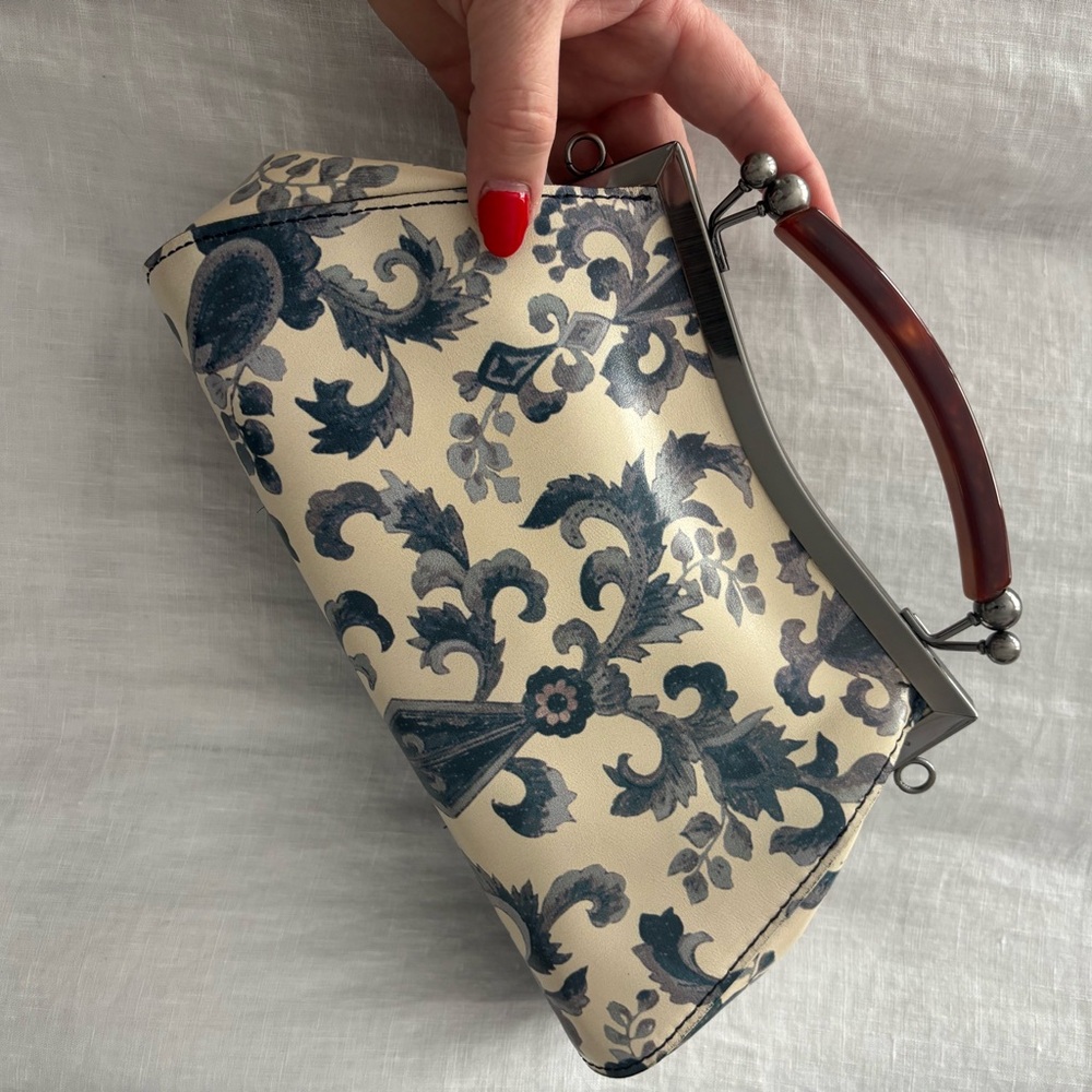 Patricia Nash Elegant Cream and Blue Handbag